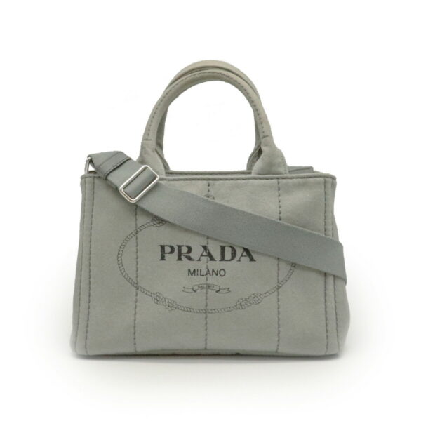 11941232 Prada Canapa Tote Bag 2WAY Shoulder Denim Nube Gray