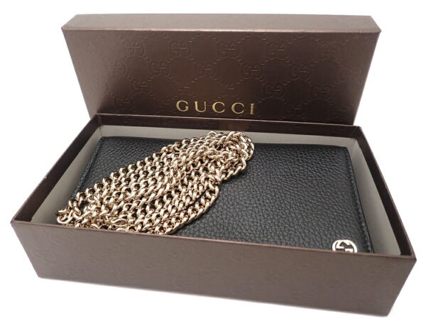 11950291 7 Gucci Interlocking G Chain Wallet Long Wallet Leather Black