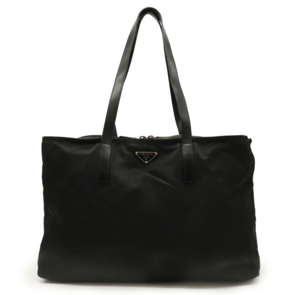 11960100 Prada Tote Bag Shoulder Tote Nylon Leather Black Silver