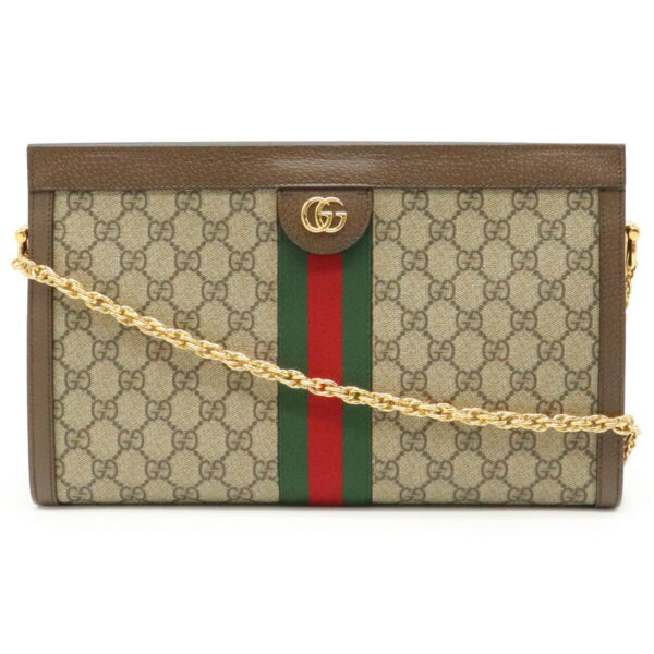 11970567 Gucci GG Supreme Ophidia Sherry Line Chain Shoulder Bag Brown