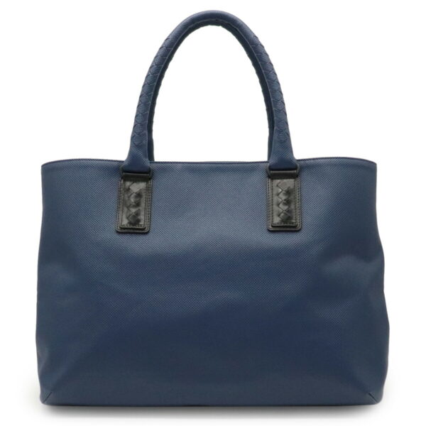 11980422 Bottega Veneta Marco Polo Tote Bag Leather Blue Black