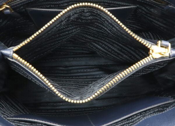 11980426 6 Prada Saffiano Handbag Embossed Leather Blue Blue