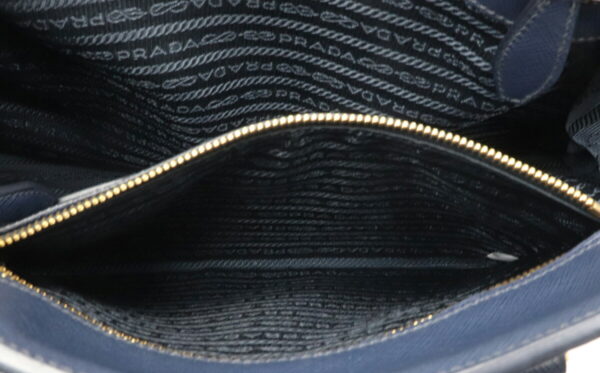 11980426 7 Prada Saffiano Handbag Embossed Leather Blue Blue