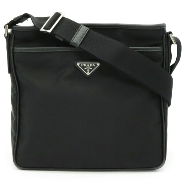 11981213 Prada Shoulder Bag Diagonal Nylon Leather Nero Black