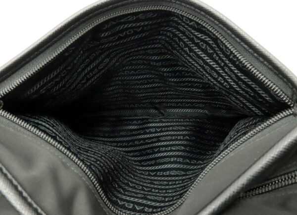 11981213 7 Prada Shoulder Bag Diagonal Nylon Leather Nero Black