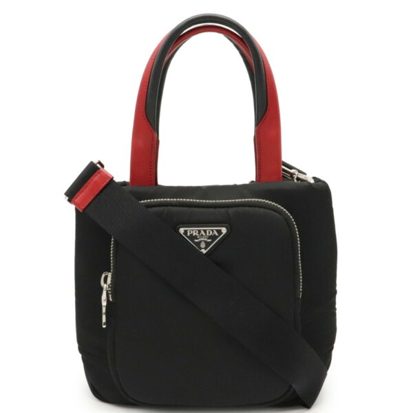 11990473 Prada Tessuto Pocket Cargo Tote Bag 2WAY Nylon Nero Fuoco