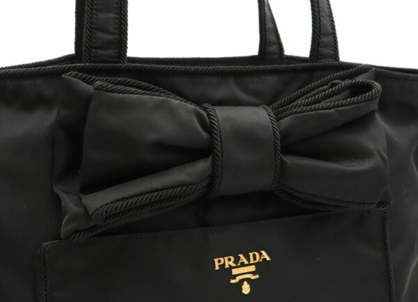 11990924 5 Prada Ribbon Tote Bag Nylon Nero Black