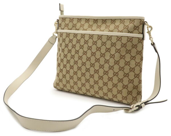 11990930 1 Gucci GG Shoulder Bag Diagonal Leather Khaki Beige Ivory