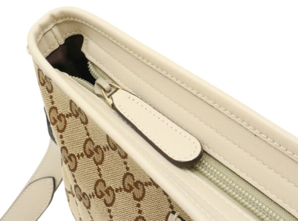 11990930 5 Gucci GG Shoulder Bag Diagonal Leather Khaki Beige Ivory