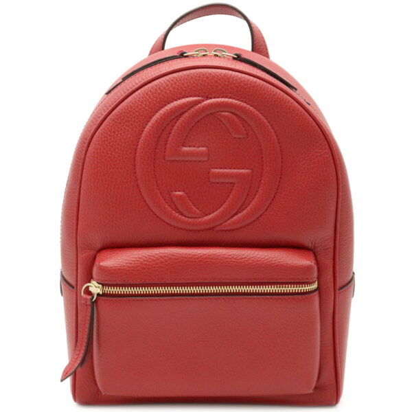 12000304 Gucci Soho Backpack Rucksack Chain Shoulder Leather Red