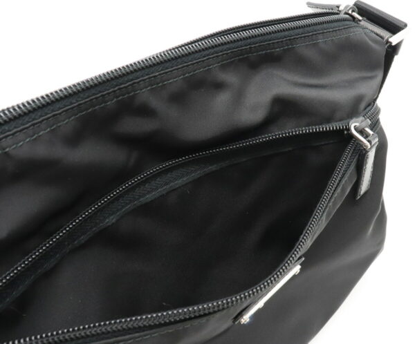 12000362 7 Prada Diagonal Nylon Leather Shoulder Bag Nero Black