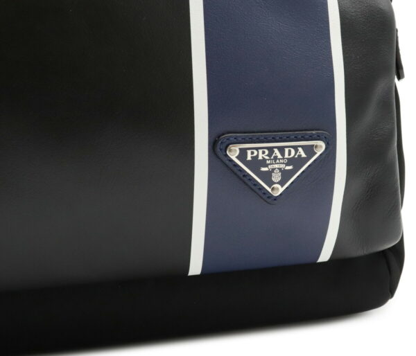 12000395 6 Prada Tessuto Vitello Nylon Leather Backpack Blu Nero