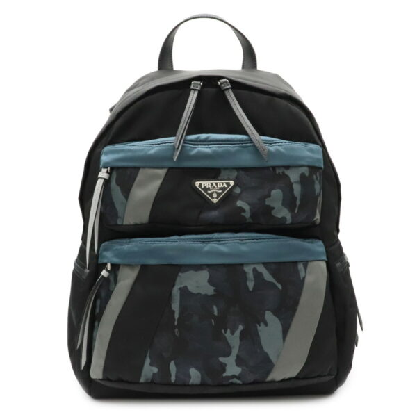 12000396 Prada Tessuto Patch Camouflage Nylon Technical Fabric Backpack Blu Camoufla