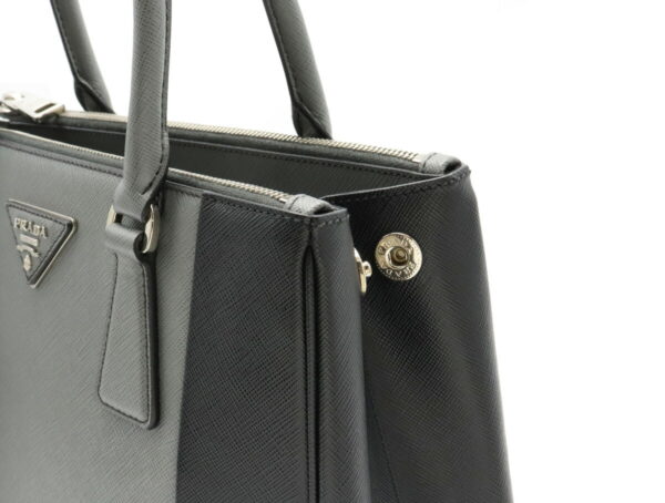 12000423 7 Prada Galleria Bicolor Saffiano Leather Handbag Nero Gray