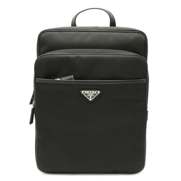 12000759 Prada Nylon Leather Daypack Nero Black