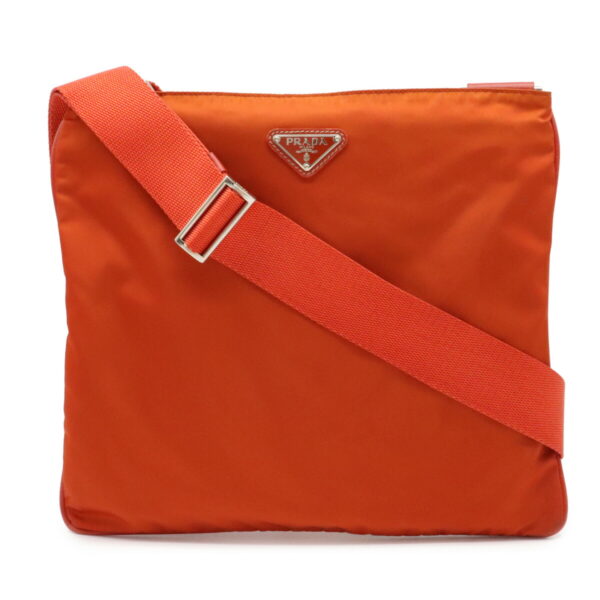 12000920 Prada Crossbody Nylon Leather Shoulder Bag Orange