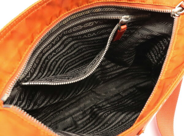 12000920 4 Prada Crossbody Nylon Leather Shoulder Bag Orange