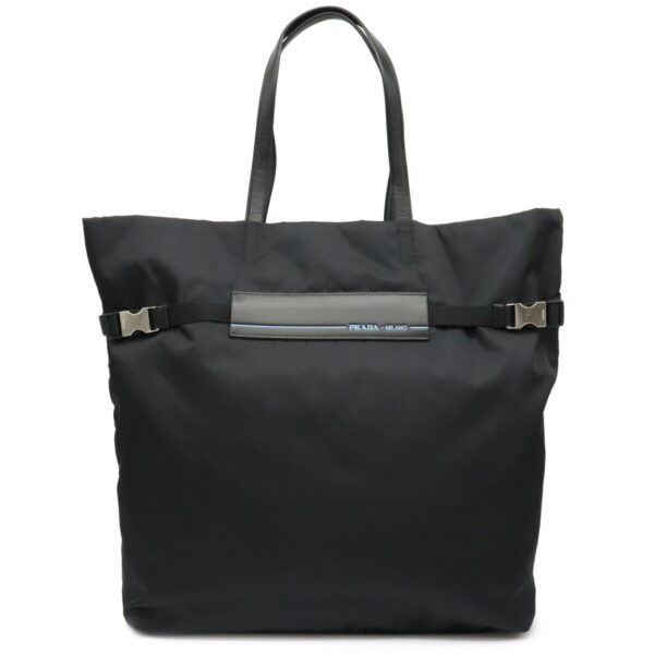 12001059 Prada Nylon Leather Tote Bag Nero Black