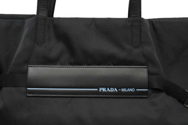 12001059 6 Prada Nylon Leather Tote Bag Nero Black