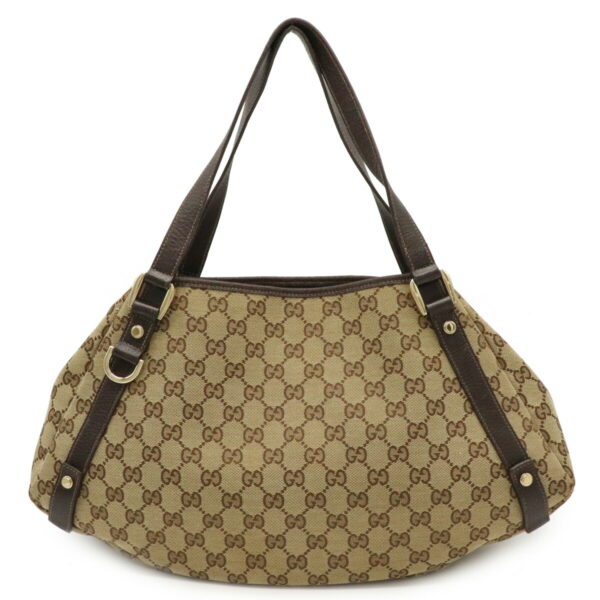 12001272 Gucci GG Tote Bag Leather Khaki Beige Brown