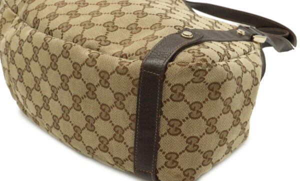 12001272 2 Gucci GG Tote Bag Leather Khaki Beige Brown