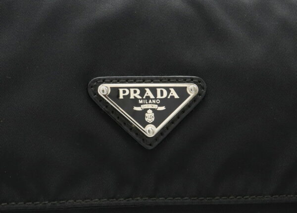 12001343 7 Prada Diagonal Nylon Leather Shoulder Bag Nero Black