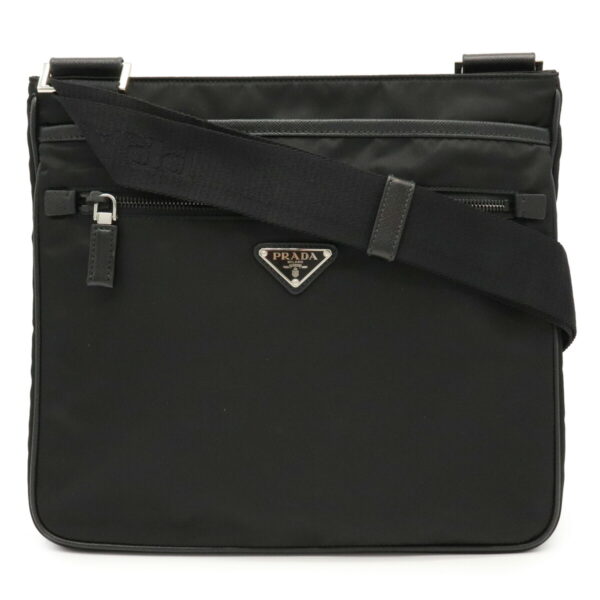 12001380 Prada Crossbody Nylon Leather Shoulder Bag Nero Black