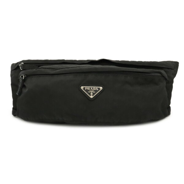 12001389 Prada Waist Pouch Nylon Leather Body Bag Nero Black