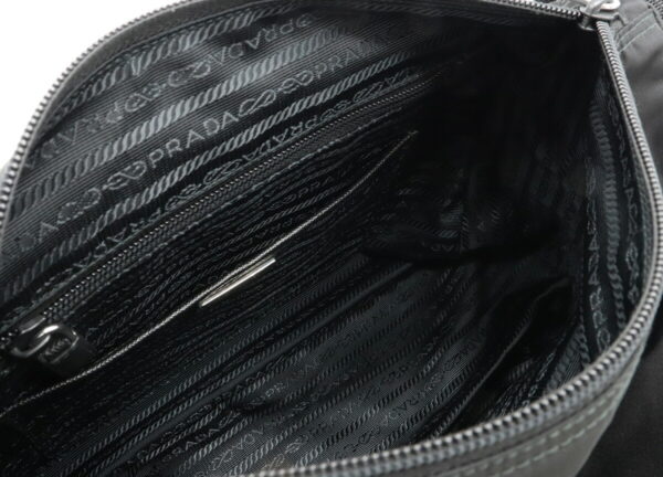 12010168 4 Prada Vela Nylon Leather Shoulder Tote Nero Black