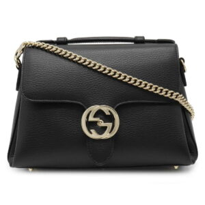 12010369 Gucci Tote Bag Interlocking G Leather Black