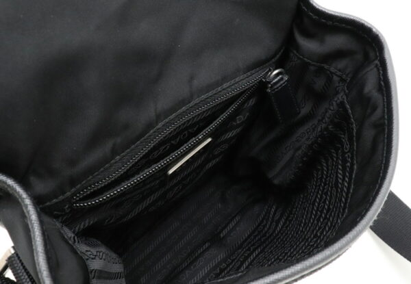 12010883 4 Prada Diagonal Nylon Leather Shoulder Bag Nero Black