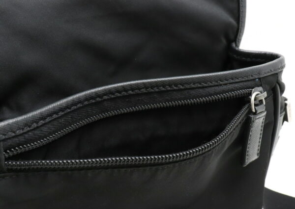 12010883 7 Prada Diagonal Nylon Leather Shoulder Bag Nero Black