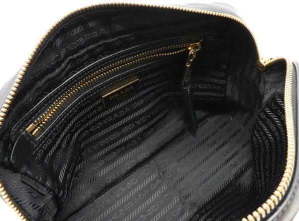 12010904 4 Prada Logo Leather Pochette Shoulder Bag Nero Black