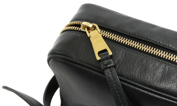 12010904 6 Prada Logo Leather Pochette Shoulder Bag Nero Black