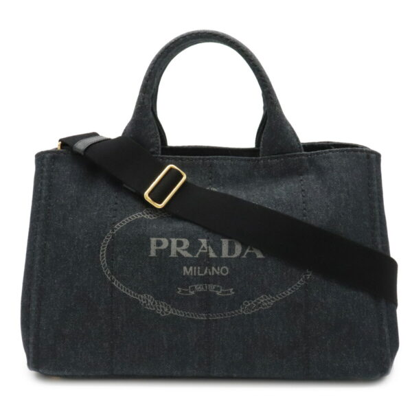 12010930 Prada Canapa 2WAY Denim Crossbody Bag Nero Black