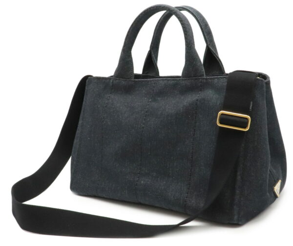 12010930 1 Prada Canapa 2WAY Denim Crossbody Bag Nero Black