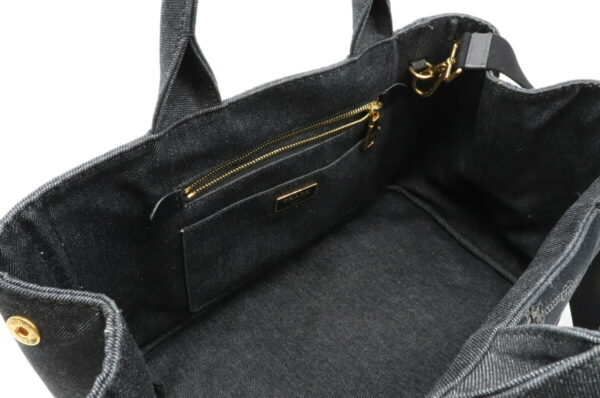 12010930 4 Prada Canapa 2WAY Denim Crossbody Bag Nero Black