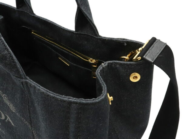 12010930 6 Prada Canapa 2WAY Denim Crossbody Bag Nero Black