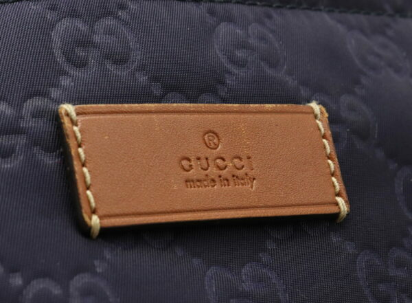 12011146 8 Gucci GG Nylon Guccisima Shoulder Bag Leather Navy Brown