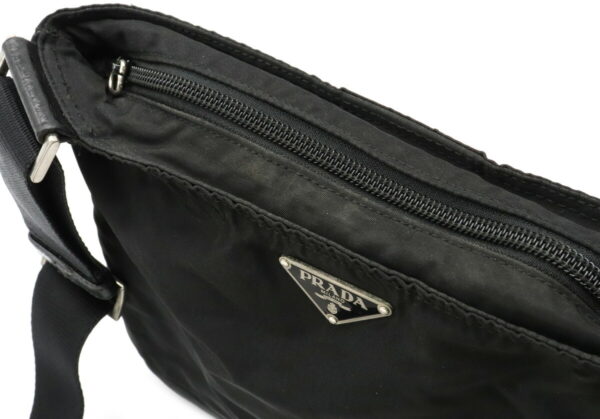 12011243 6 Prada Nylon Leather Crossbody Bag Nero Black