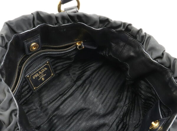 12011311 4 Prada Jacquard Nylon Leather Tote Bag Nero Black