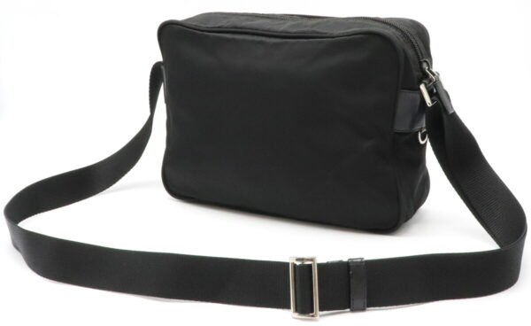 12011333 1 Prada Diagonal Nylon Leather Shoulder Bag Nero Black