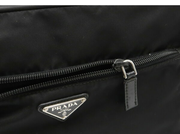 12011333 6 Prada Diagonal Nylon Leather Shoulder Bag Nero Black