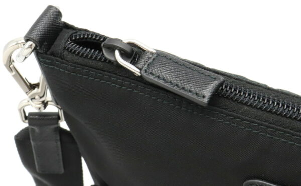 12011357 5 Prada Diagonal Nylon Leather Shoulder Bag Nero Black