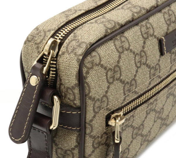 12020180 7 Gucci GG Plus Crossbody Bag Leather Khaki Beige Brown