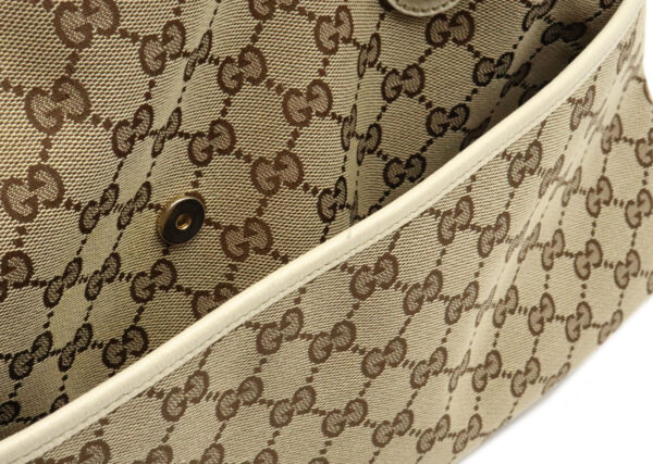 12020231 6 Gucci GG Tote Bag Leather Khaki Beige Ivory White