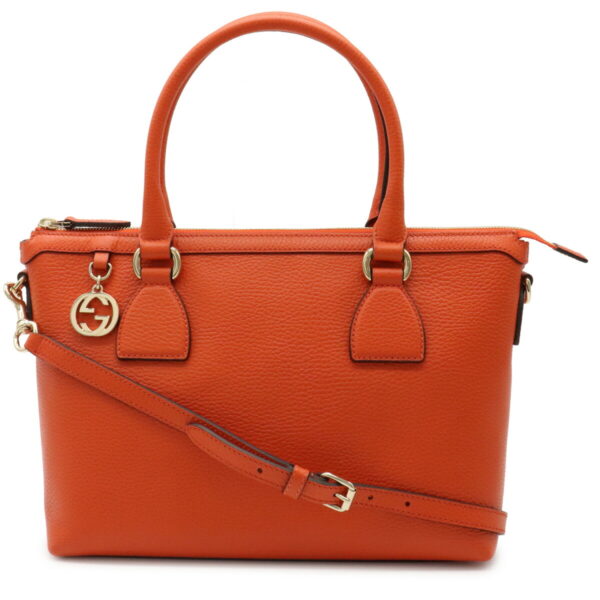 12020235 Gucci Interlocking G Handbag 2WAY Crossbody Leather Orange