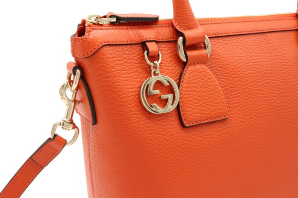 12020235 6 Gucci Interlocking G Handbag 2WAY Crossbody Leather Orange