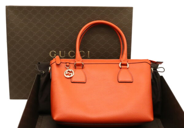 12020235 8 Gucci Interlocking G Handbag 2WAY Crossbody Leather Orange