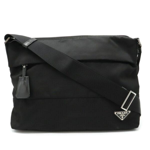 12020400 Prada Crossbody Nylon Leather Bag Nero Black